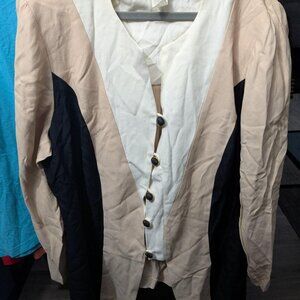 August Max Woman Cream, White and Black Blazer Size 16W